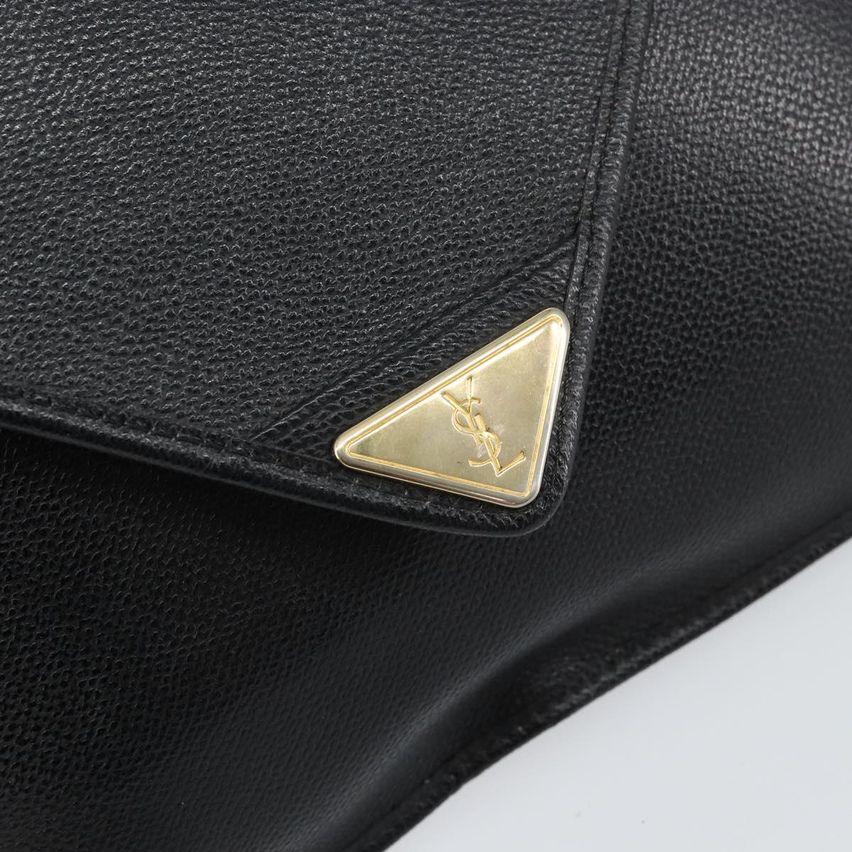 SAINT LAURENT Shoulder Bag Leather Black Gold Auth bs29919