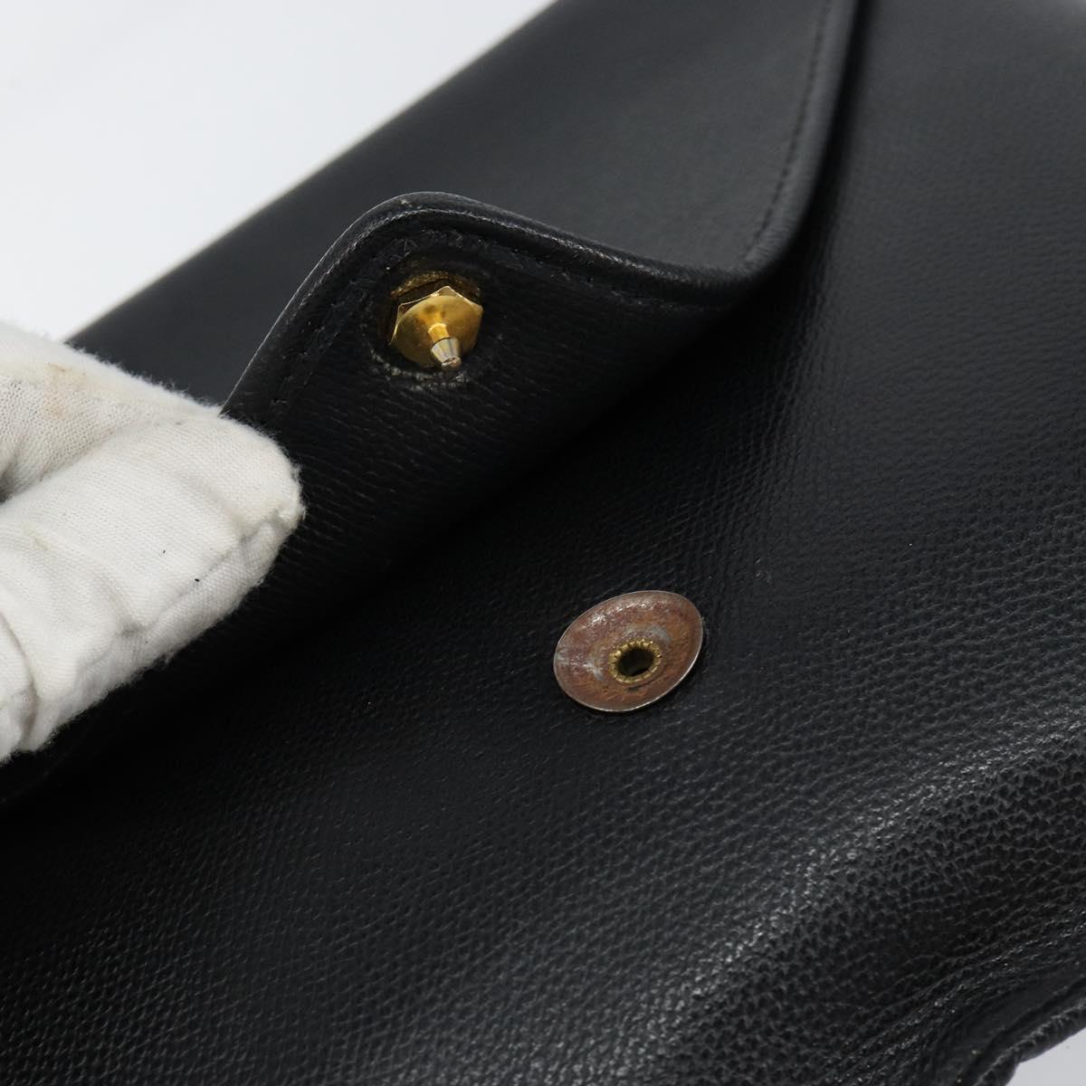 SAINT LAURENT Shoulder Bag Leather Black Gold Auth bs29919