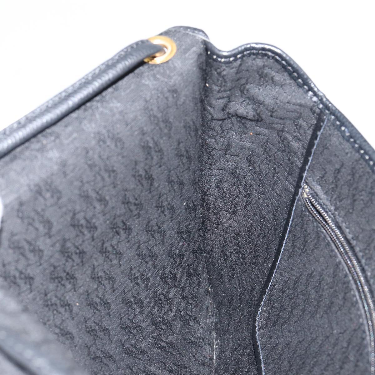 SAINT LAURENT Shoulder Bag Leather Black Gold Auth bs29919