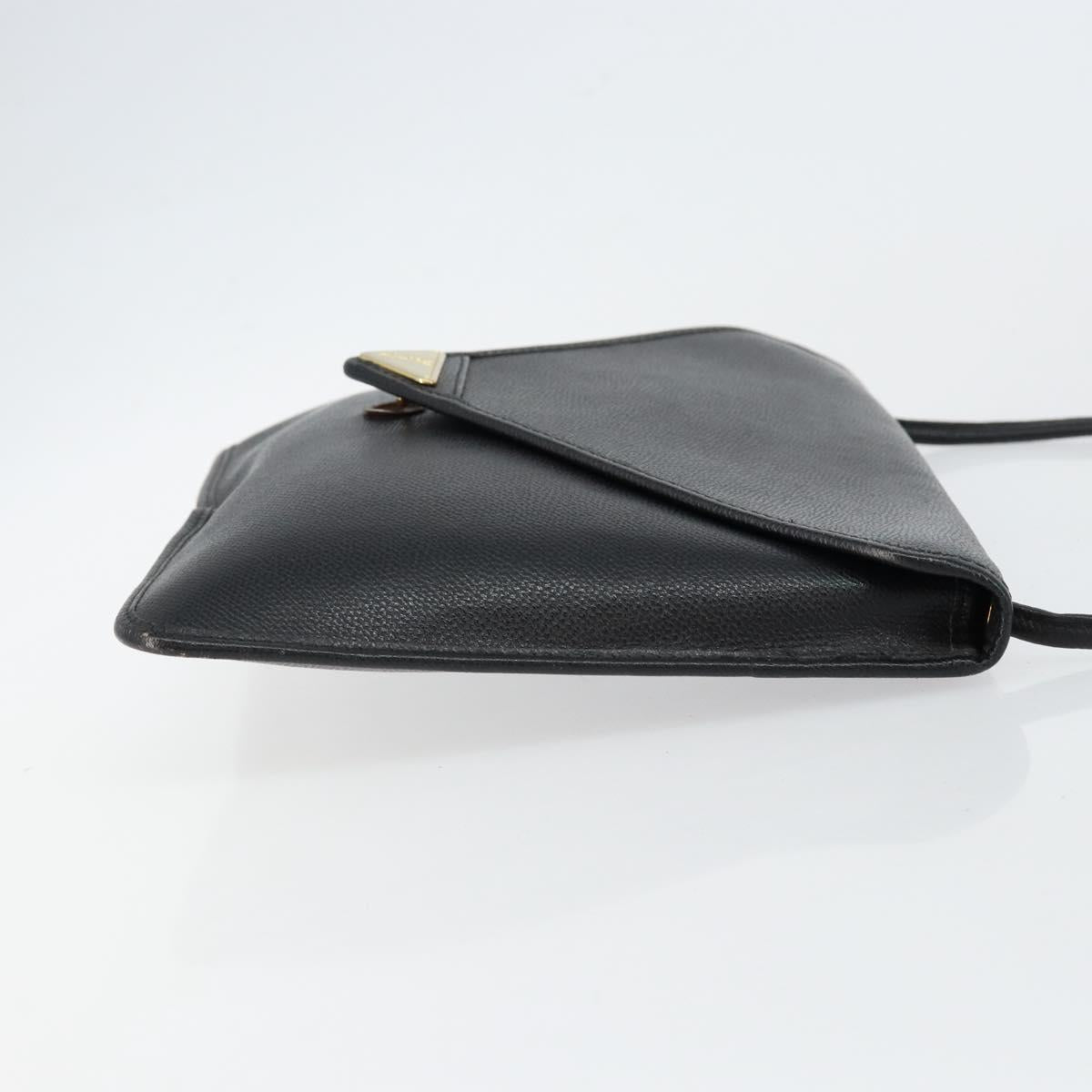 SAINT LAURENT Shoulder Bag Leather Black Gold Auth bs29919