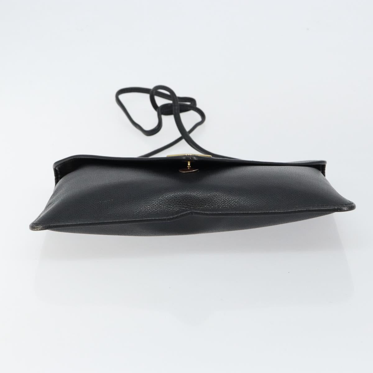 SAINT LAURENT Shoulder Bag Leather Black Gold Auth bs29919