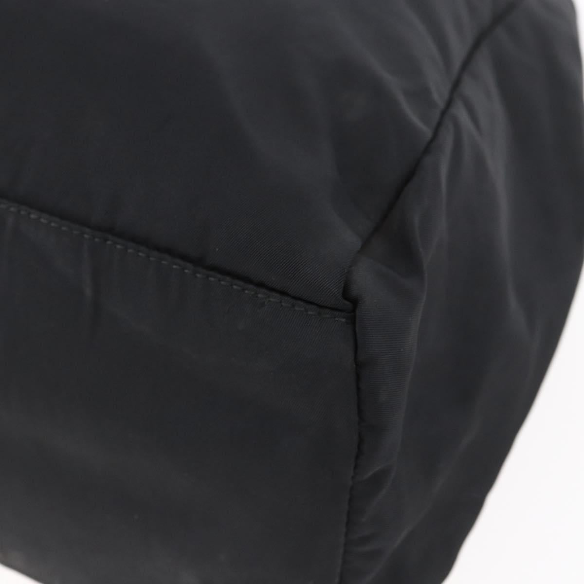 PRADA Tote Bag Nylon Black Silver Auth bs29920