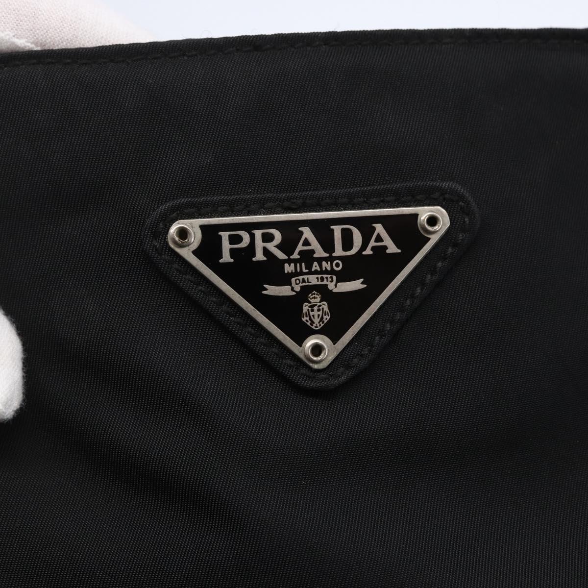 PRADA Tote Bag Nylon Black Silver Auth bs29920