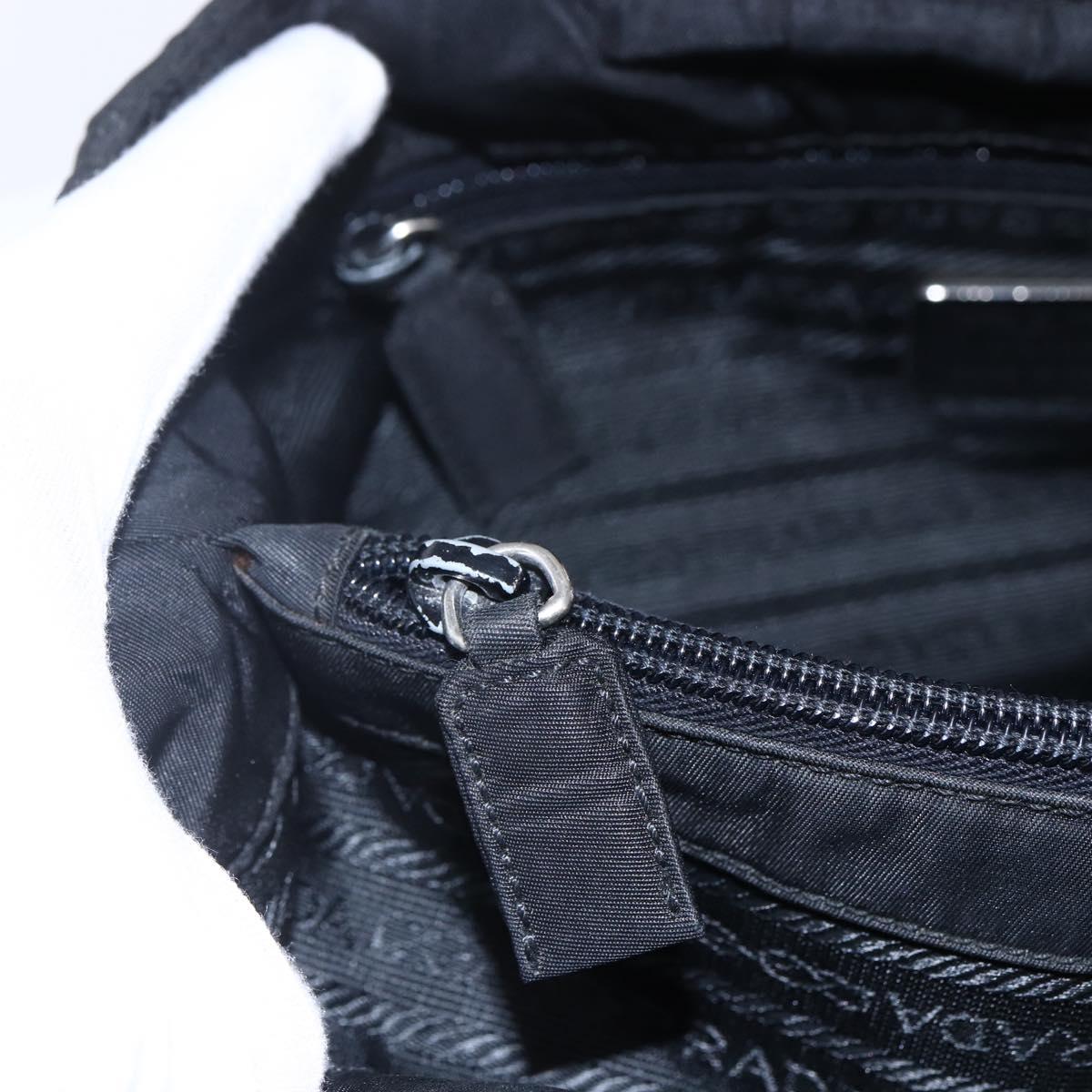 PRADA Tote Bag Nylon Black Silver Auth bs29920