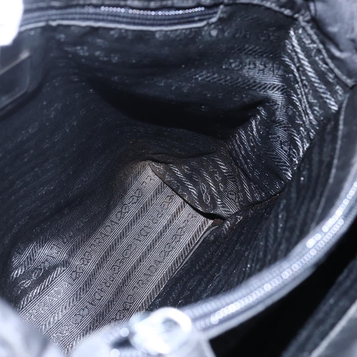 PRADA Tote Bag Nylon Black Silver Auth bs29920