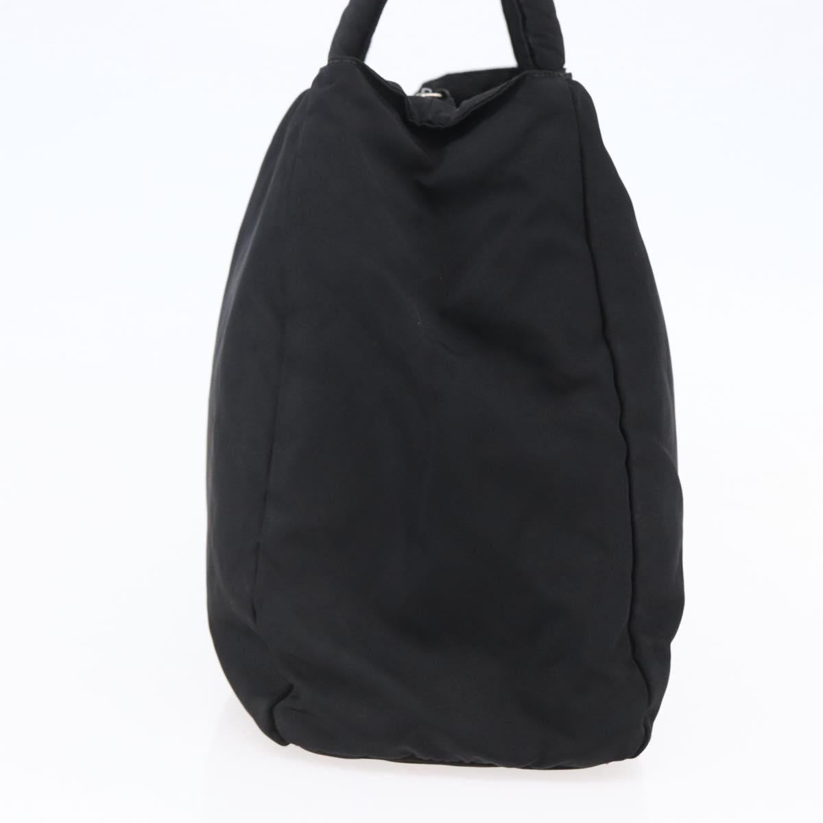PRADA Tote Bag Nylon Black Silver Auth bs29920