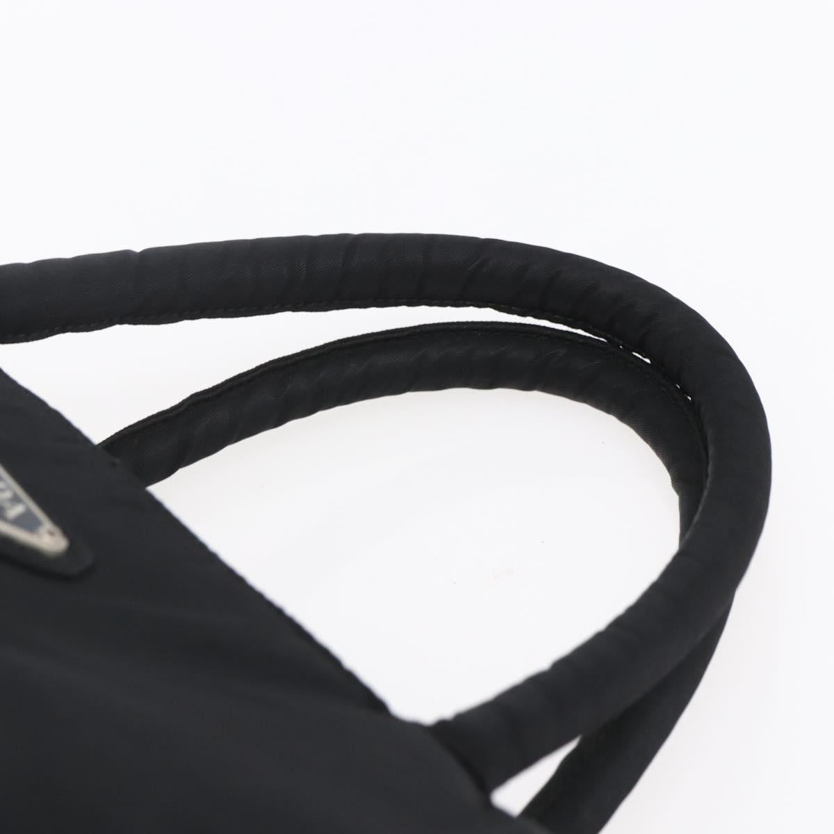 PRADA Tote Bag Nylon Black Silver Auth bs29920