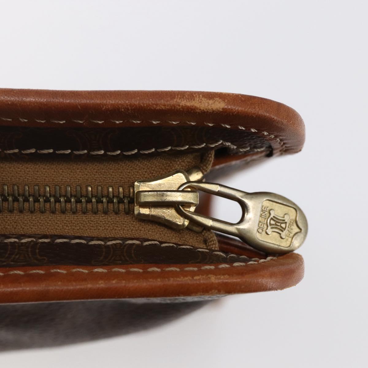 CELINE Macadam Canvas Clutch Bag PVC Brown Gold Auth bs29921