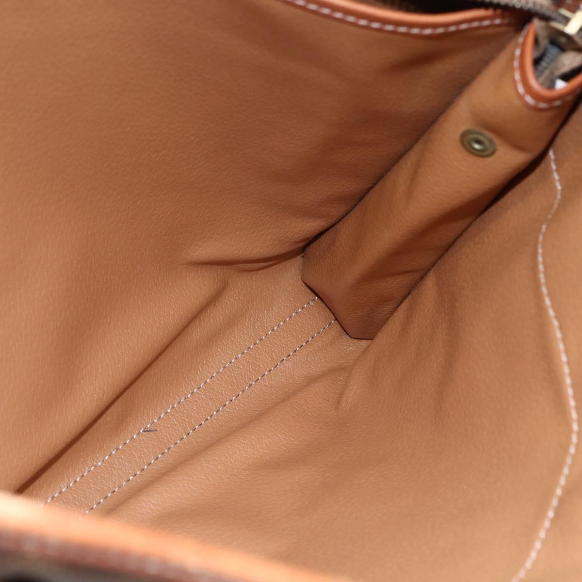 CELINE Macadam Canvas Clutch Bag PVC Brown Gold Auth bs29921