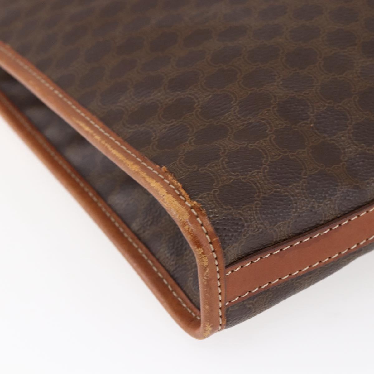 CELINE Macadam Canvas Clutch Bag PVC Brown Gold Auth bs29921