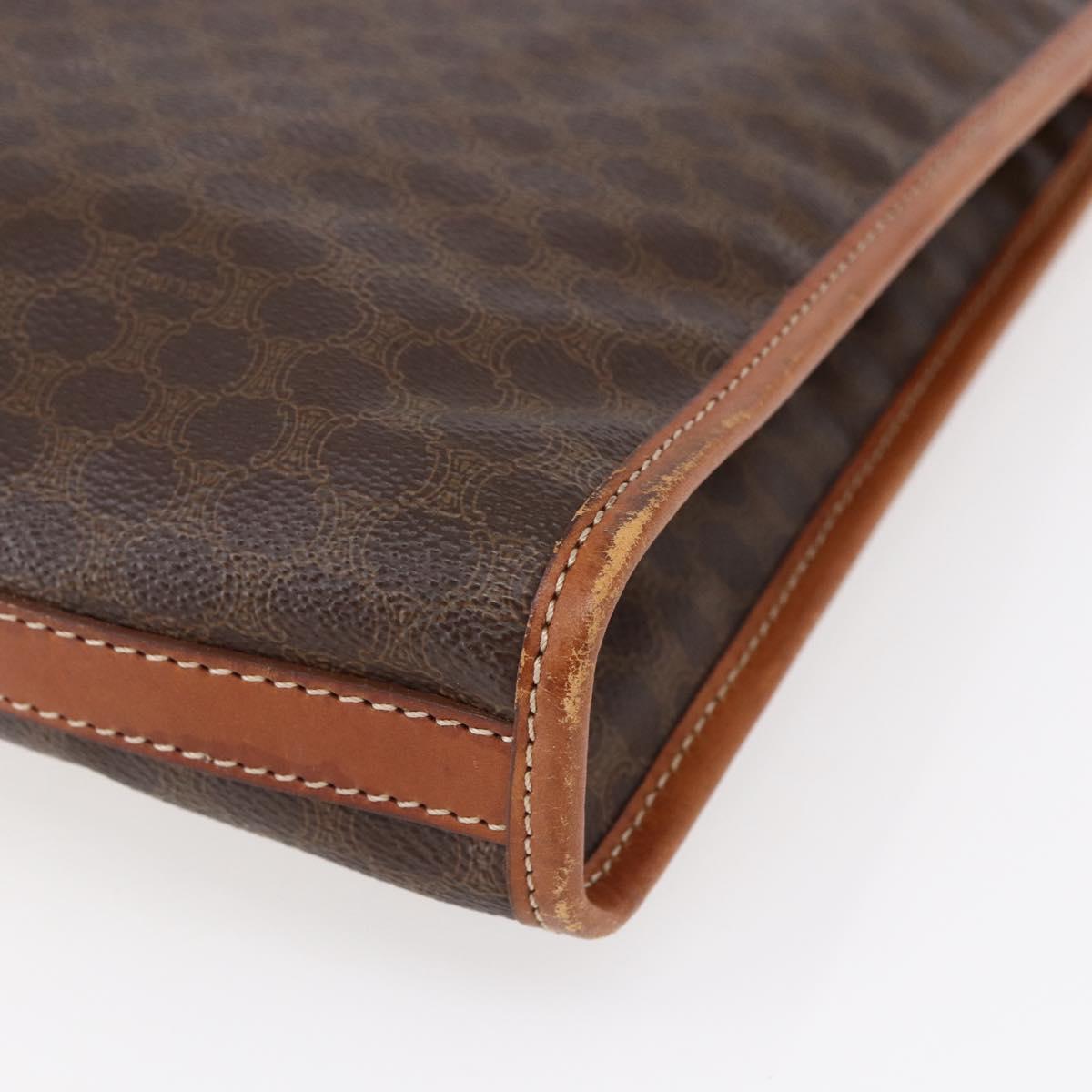 CELINE Macadam Canvas Clutch Bag PVC Brown Gold Auth bs29921
