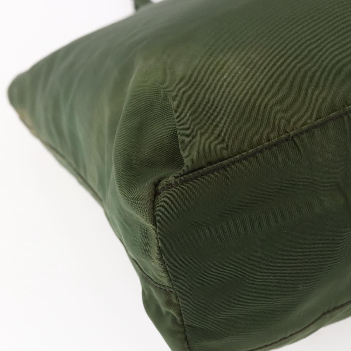 PRADA Tote Bag Nylon Khaki Silver Auth bs29922