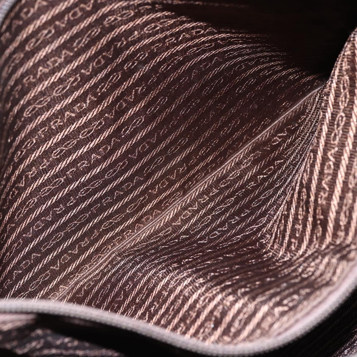 PRADA Tote Bag Nylon Khaki Silver Auth bs29922