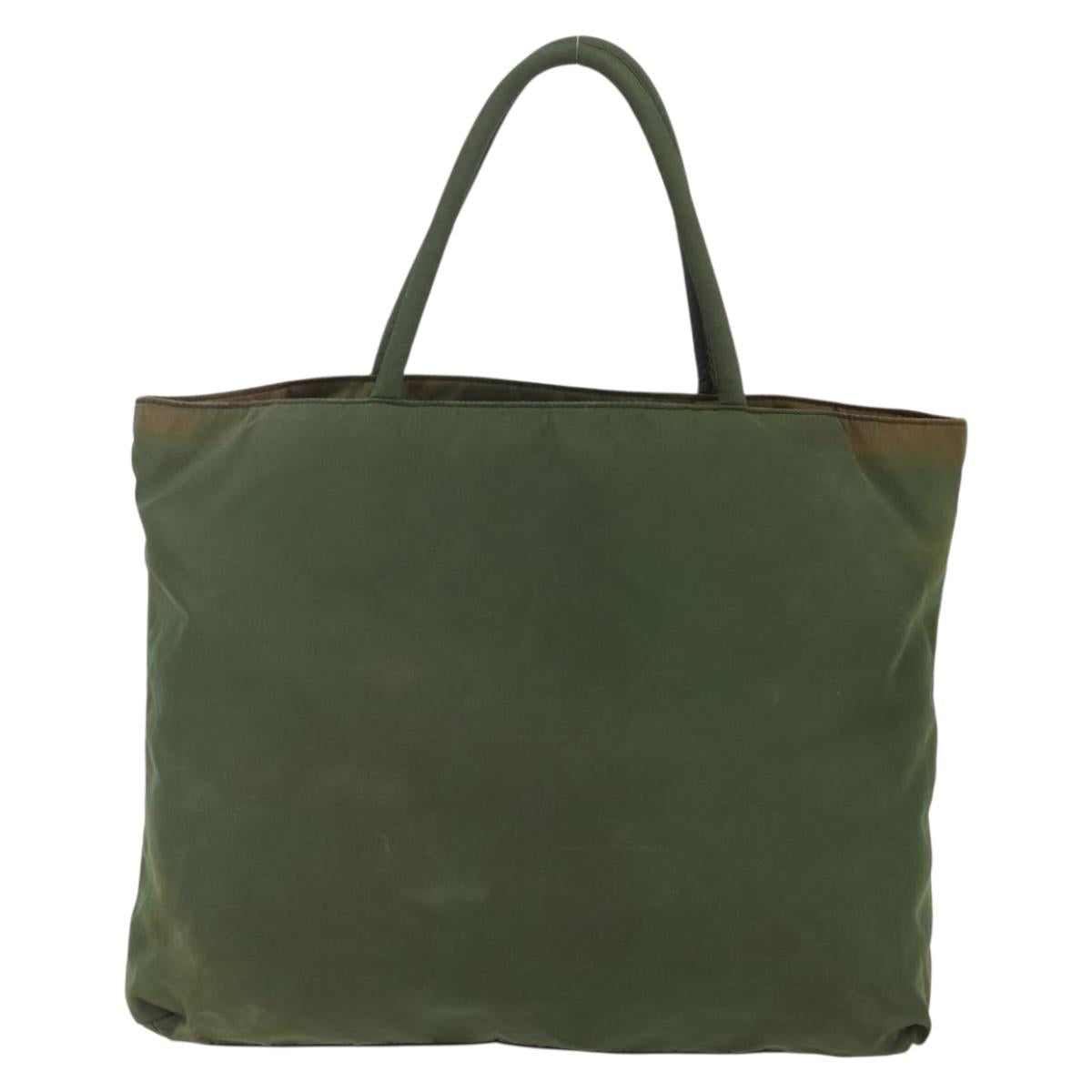 PRADA Tote Bag Nylon Khaki Silver Auth bs29922