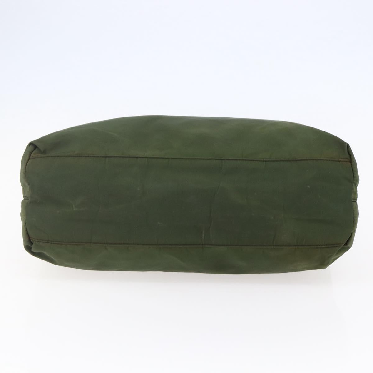 PRADA Tote Bag Nylon Khaki Silver Auth bs29922