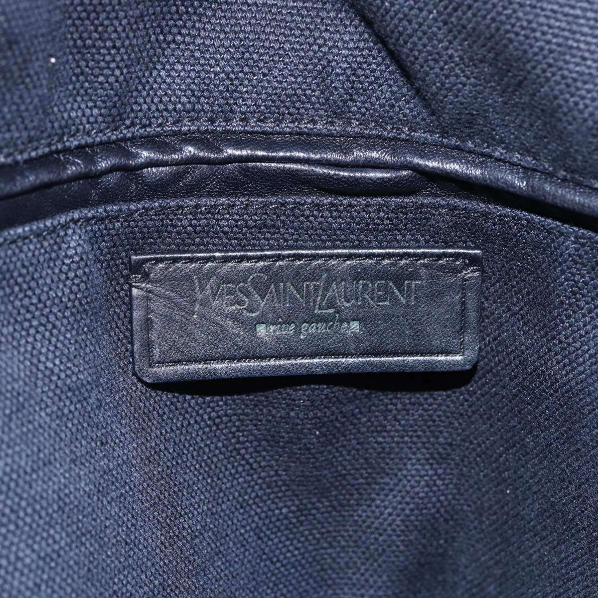 SAINT LAURENT Muse Tote Bag Canvas Leather Beige Gold Auth bs29923