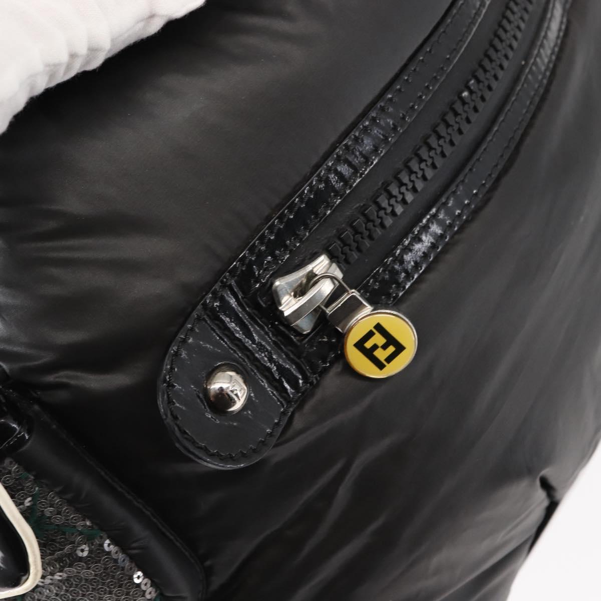 FENDI Backpack Nylon Black Silver Auth bs29924