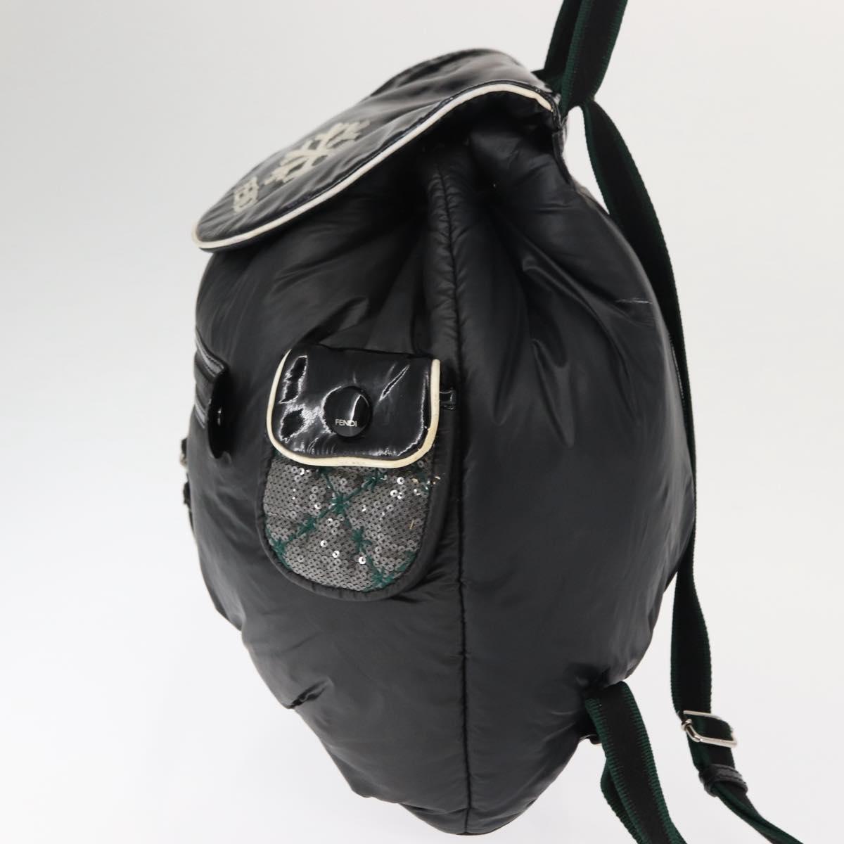 FENDI Backpack Nylon Black Silver Auth bs29924