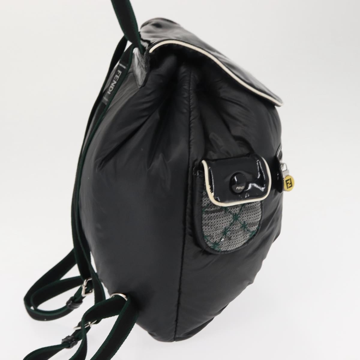 FENDI Backpack Nylon Black Silver Auth bs29924