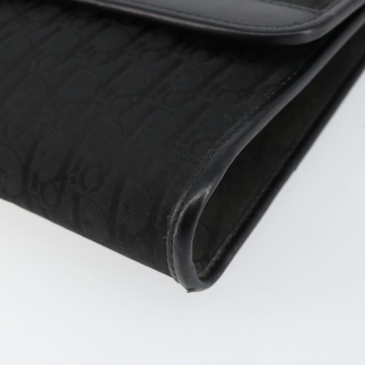 Christian Dior Trotter Canvas Chain Shoulder Bag Black Gold Auth bs29925