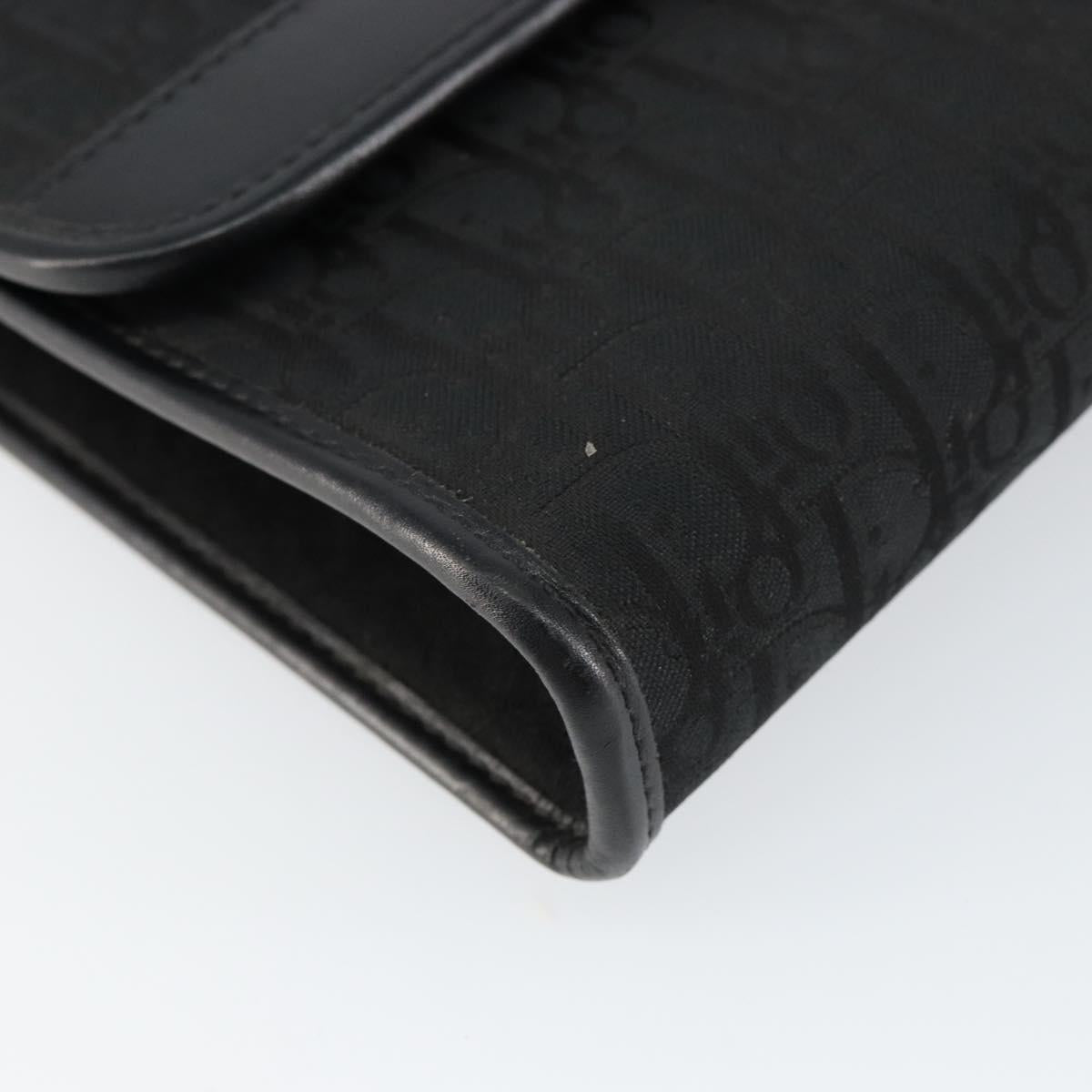 Christian Dior Trotter Canvas Chain Shoulder Bag Black Gold Auth bs29925