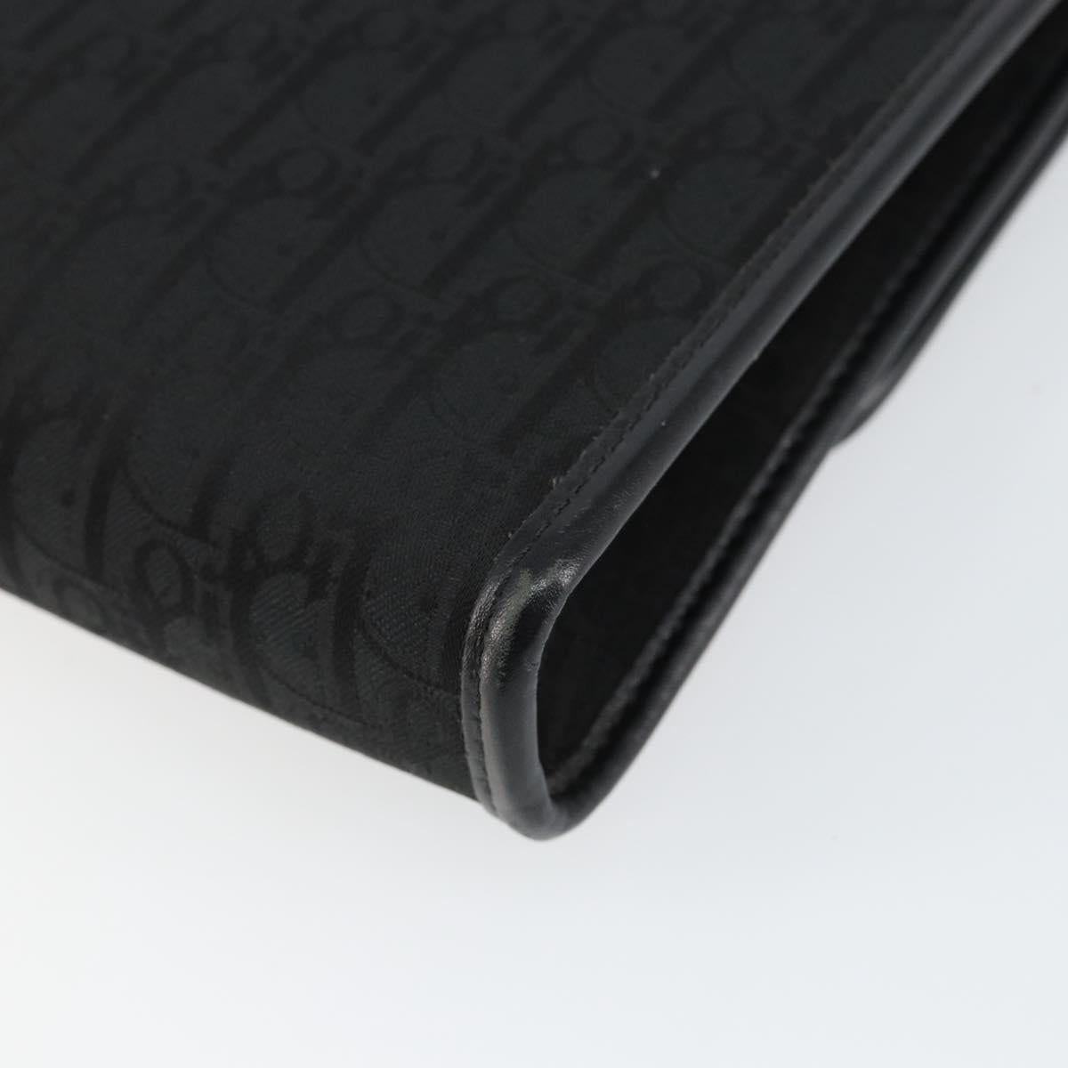 Christian Dior Trotter Canvas Chain Shoulder Bag Black Gold Auth bs29925