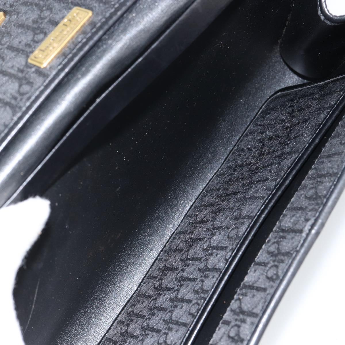 Christian Dior Trotter Canvas Chain Shoulder Bag Black Gold Auth bs29925