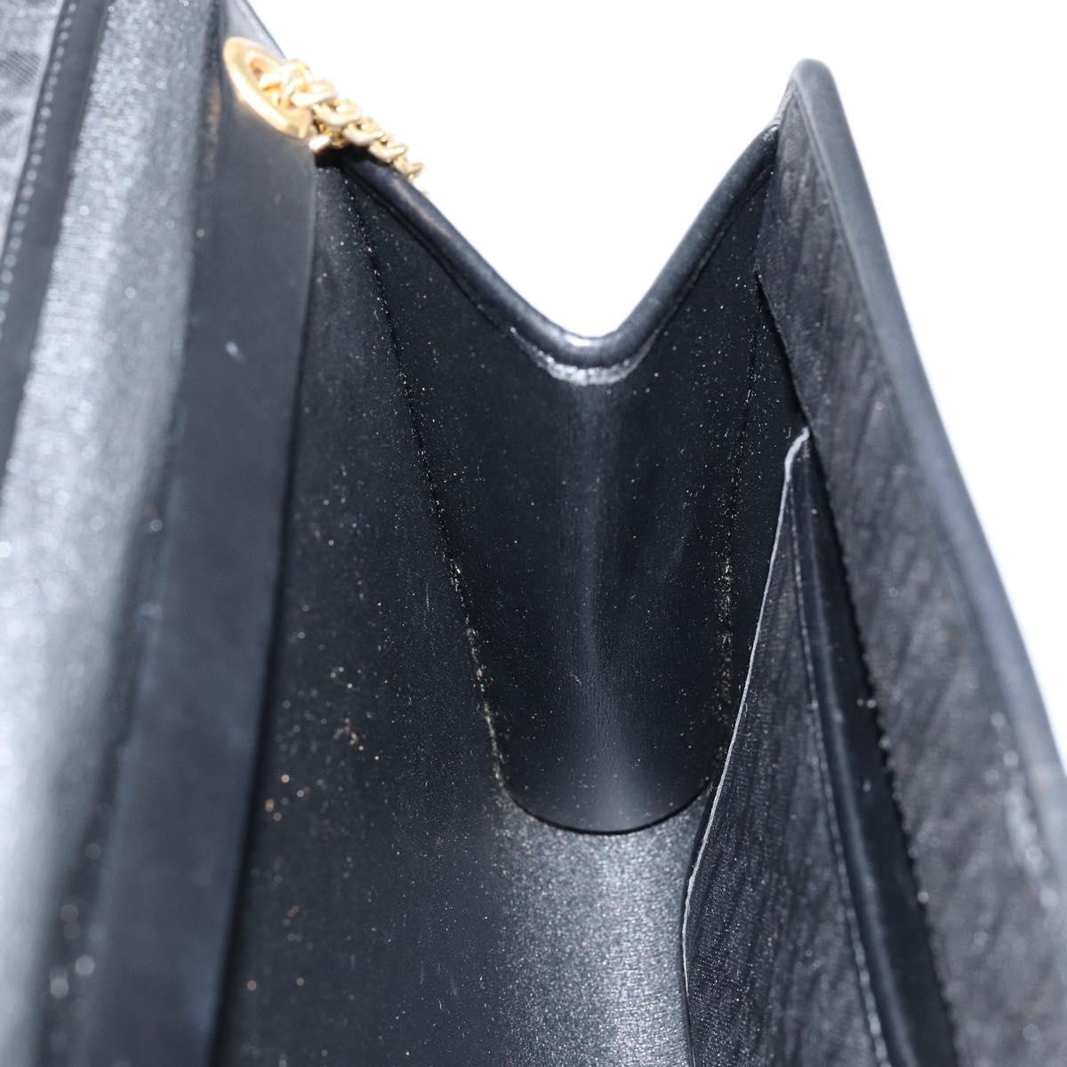 Christian Dior Trotter Canvas Chain Shoulder Bag Black Gold Auth bs29925