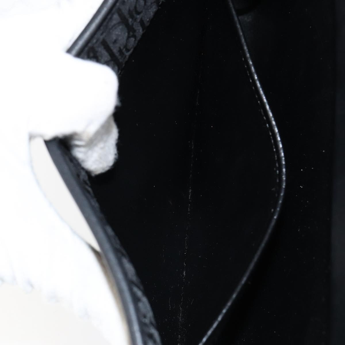 Christian Dior Trotter Canvas Chain Shoulder Bag Black Gold Auth bs29925