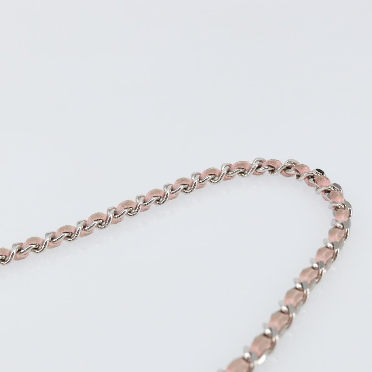 CHANEL Camellia Flap Chain Shoulder Bag Suede Pink Silver CC Auth bs29926