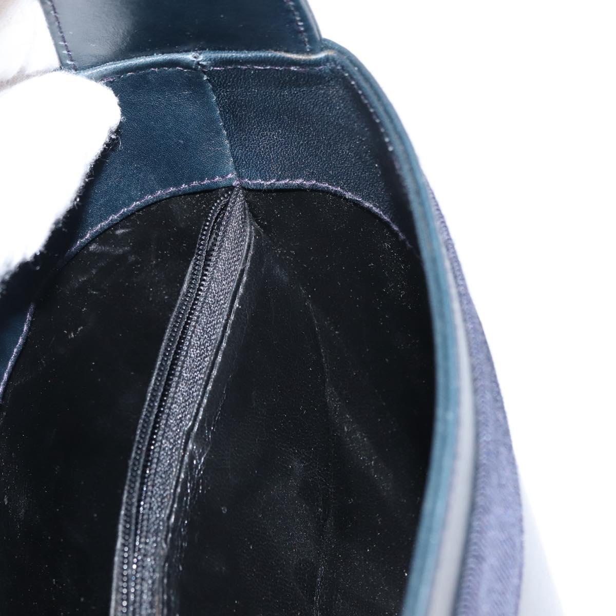 Salvatore Ferragamo Vala Shoulder Bag Leather Navy Gold Auth bs29928