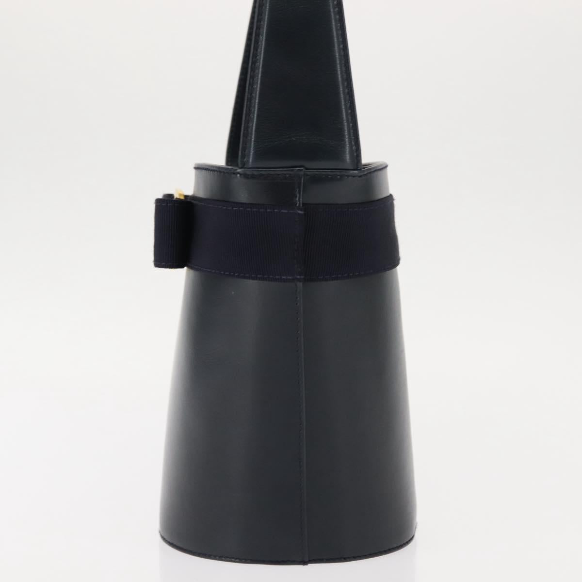 Salvatore Ferragamo Vala Shoulder Bag Leather Navy Gold Auth bs29928