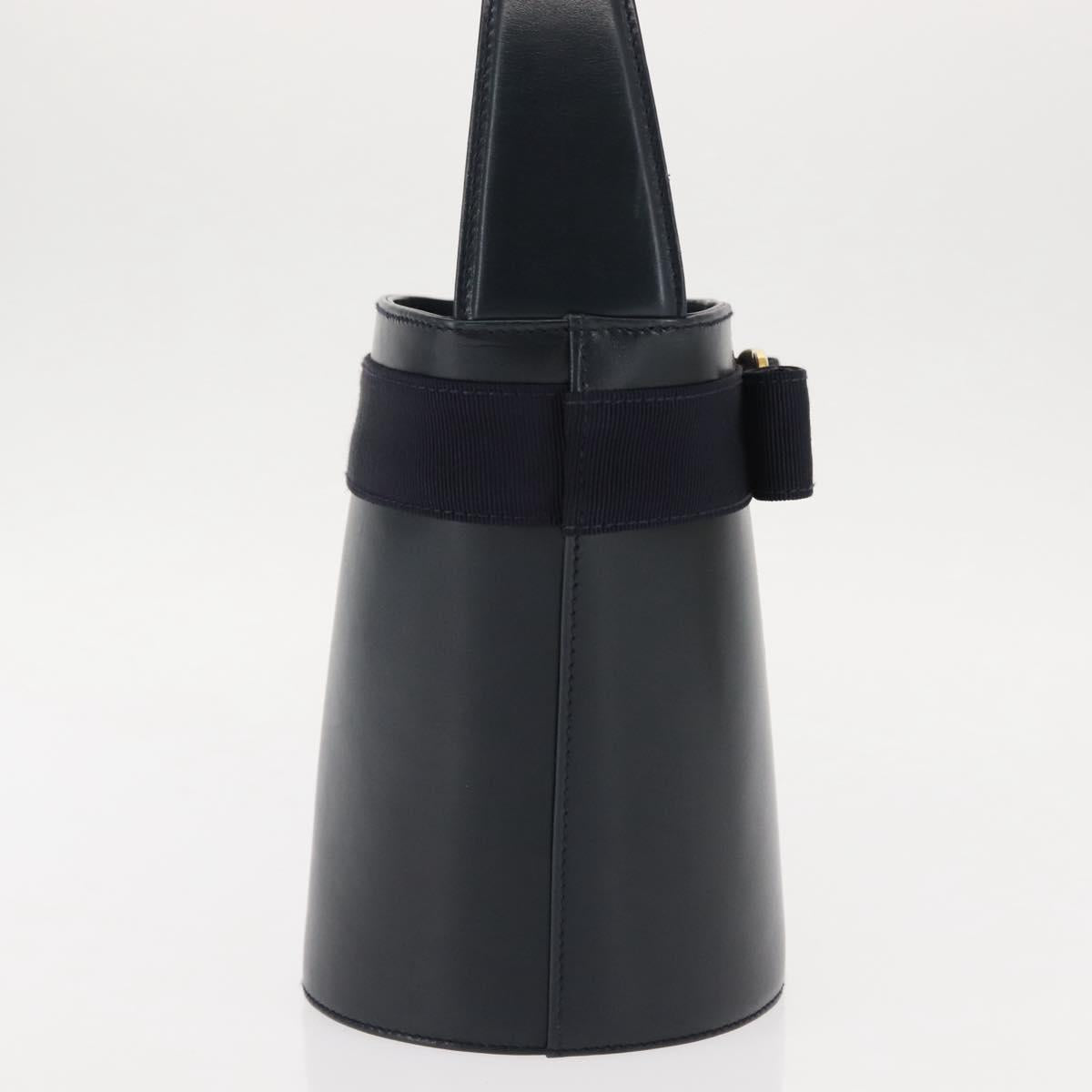 Salvatore Ferragamo Vala Shoulder Bag Leather Navy Gold Auth bs29928