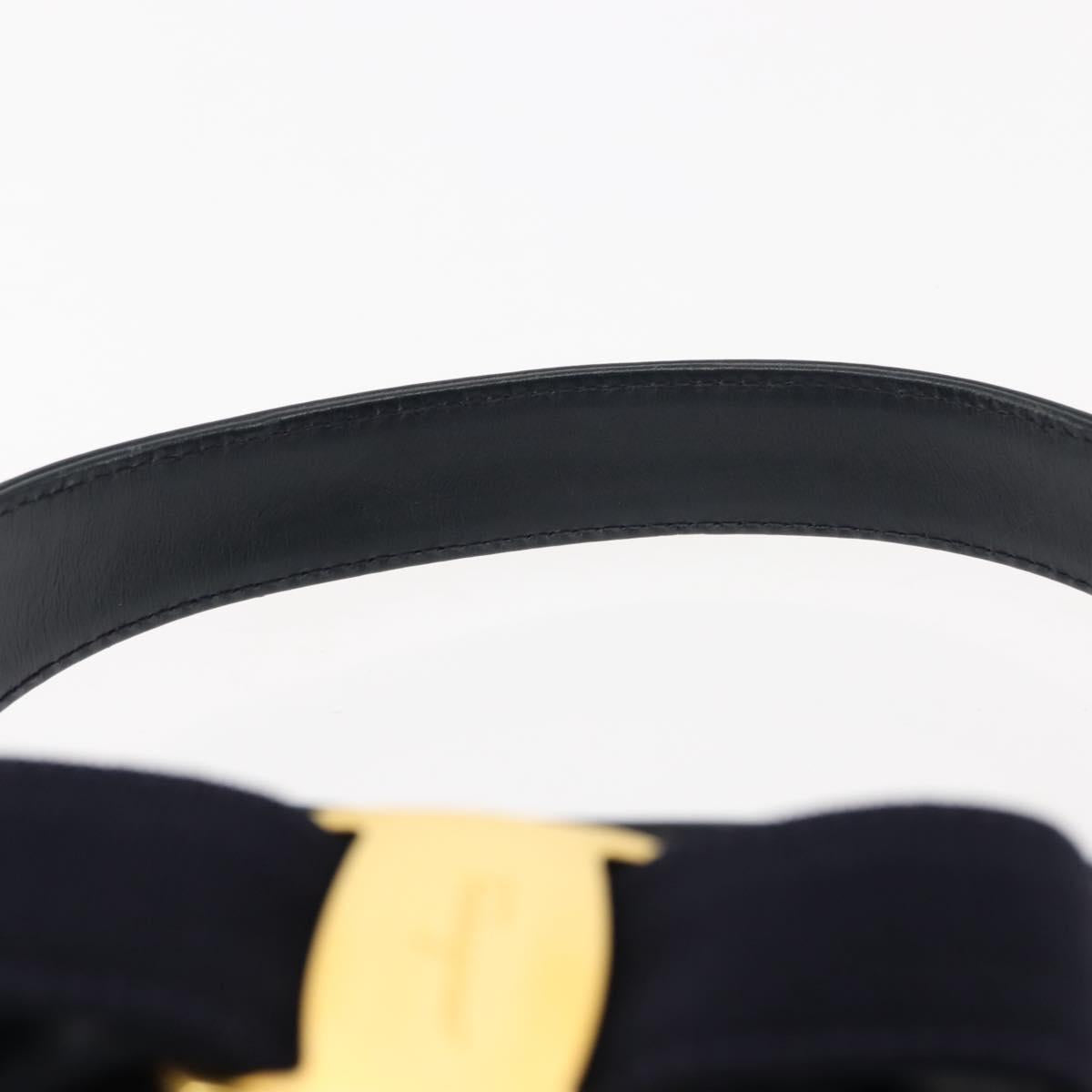 Salvatore Ferragamo Vala Shoulder Bag Leather Navy Gold Auth bs29928