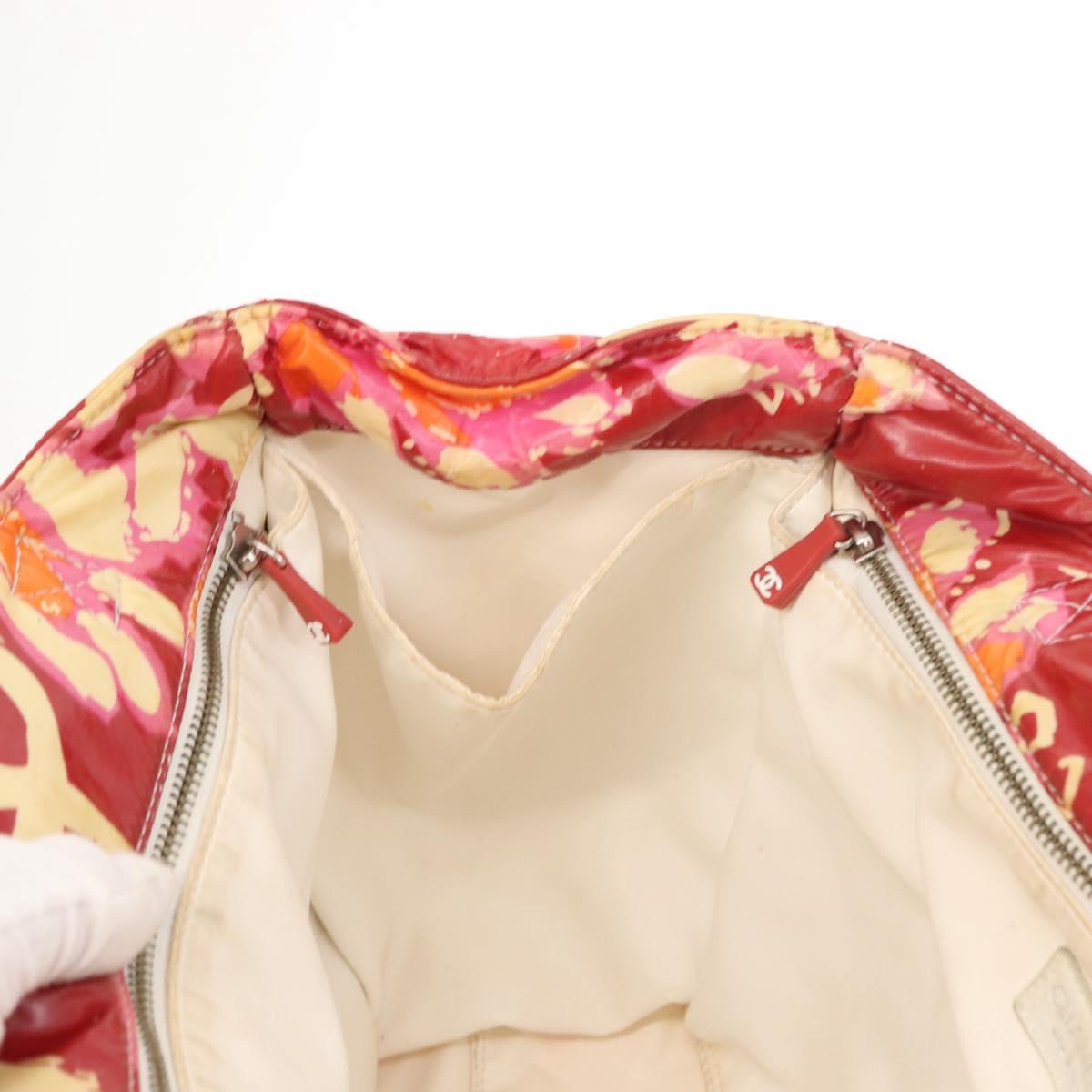 CHANEL High Summer Tote Bag Coated Canvas Red CC Auth bs29931