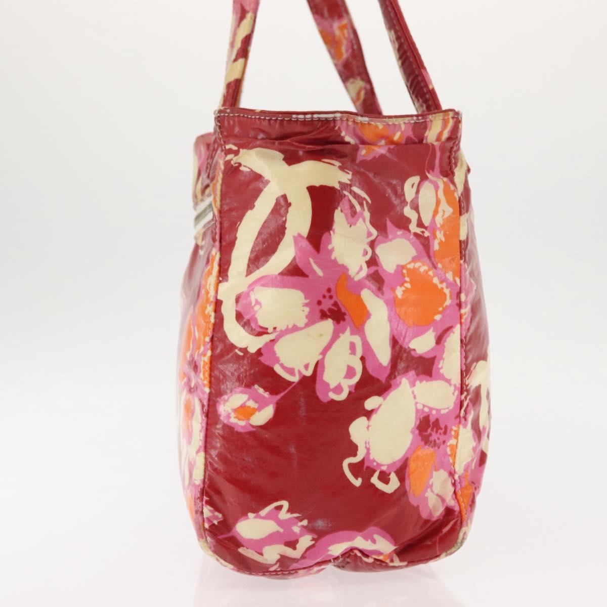 CHANEL High Summer Tote Bag Coated Canvas Red CC Auth bs29931
