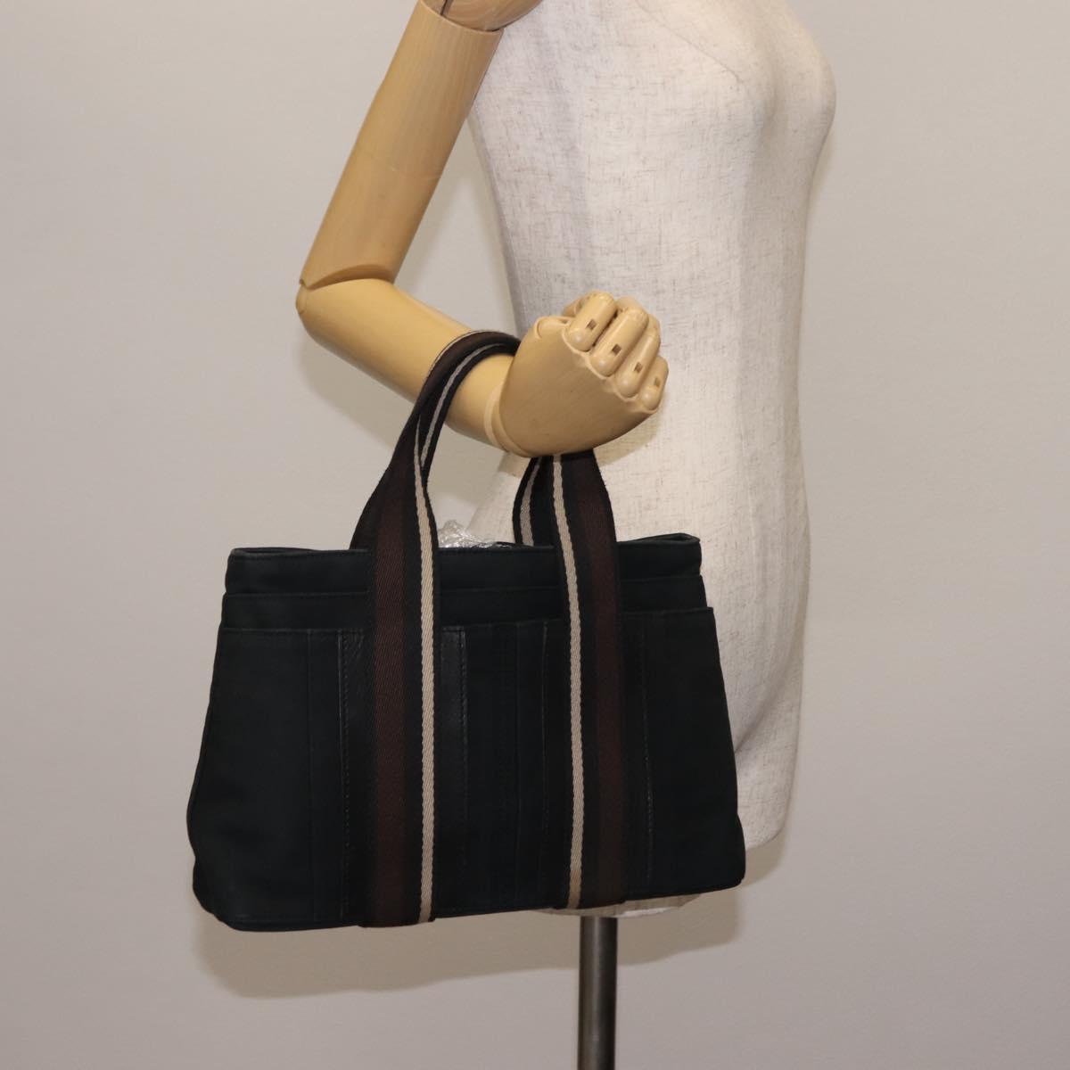 HERMES Toroca Horizontal PM Hand Bag Canvas Black Auth bs29932