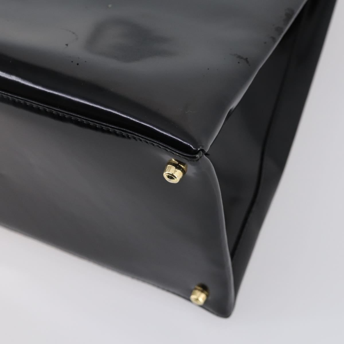 GUCCI Hand Bag Patent leather 2way Black Gold 000 2404 0503 Auth bs29935