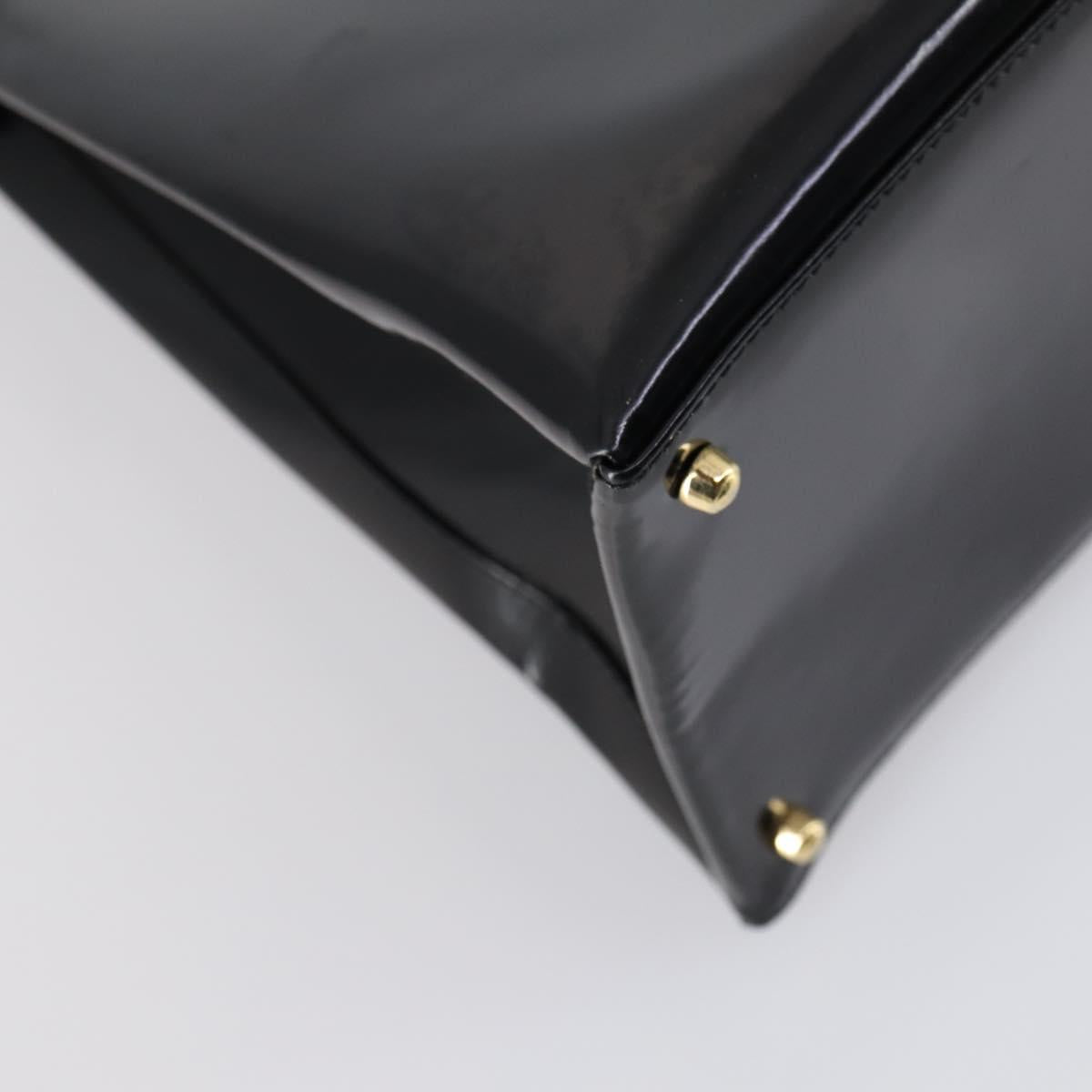 GUCCI Hand Bag Patent leather 2way Black Gold 000 2404 0503 Auth bs29935