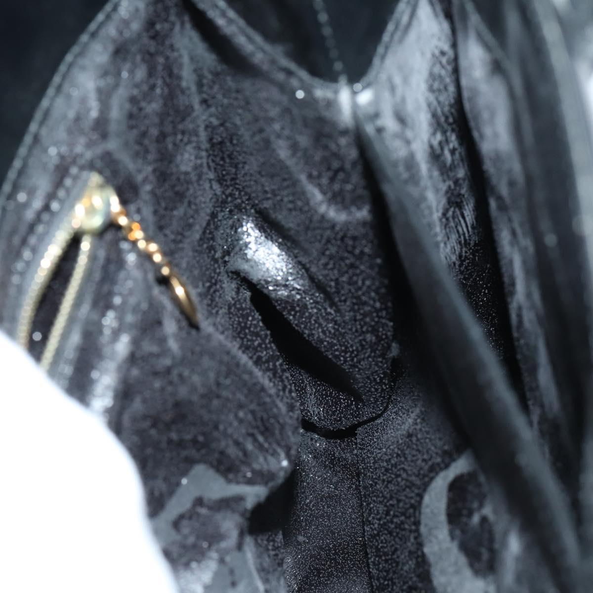 GUCCI Hand Bag Patent leather 2way Black Gold 000 2404 0503 Auth bs29935