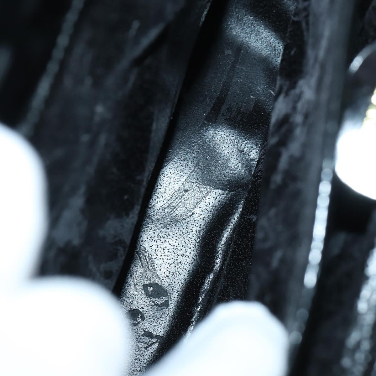 GUCCI Hand Bag Patent leather 2way Black Gold 000 2404 0503 Auth bs29935