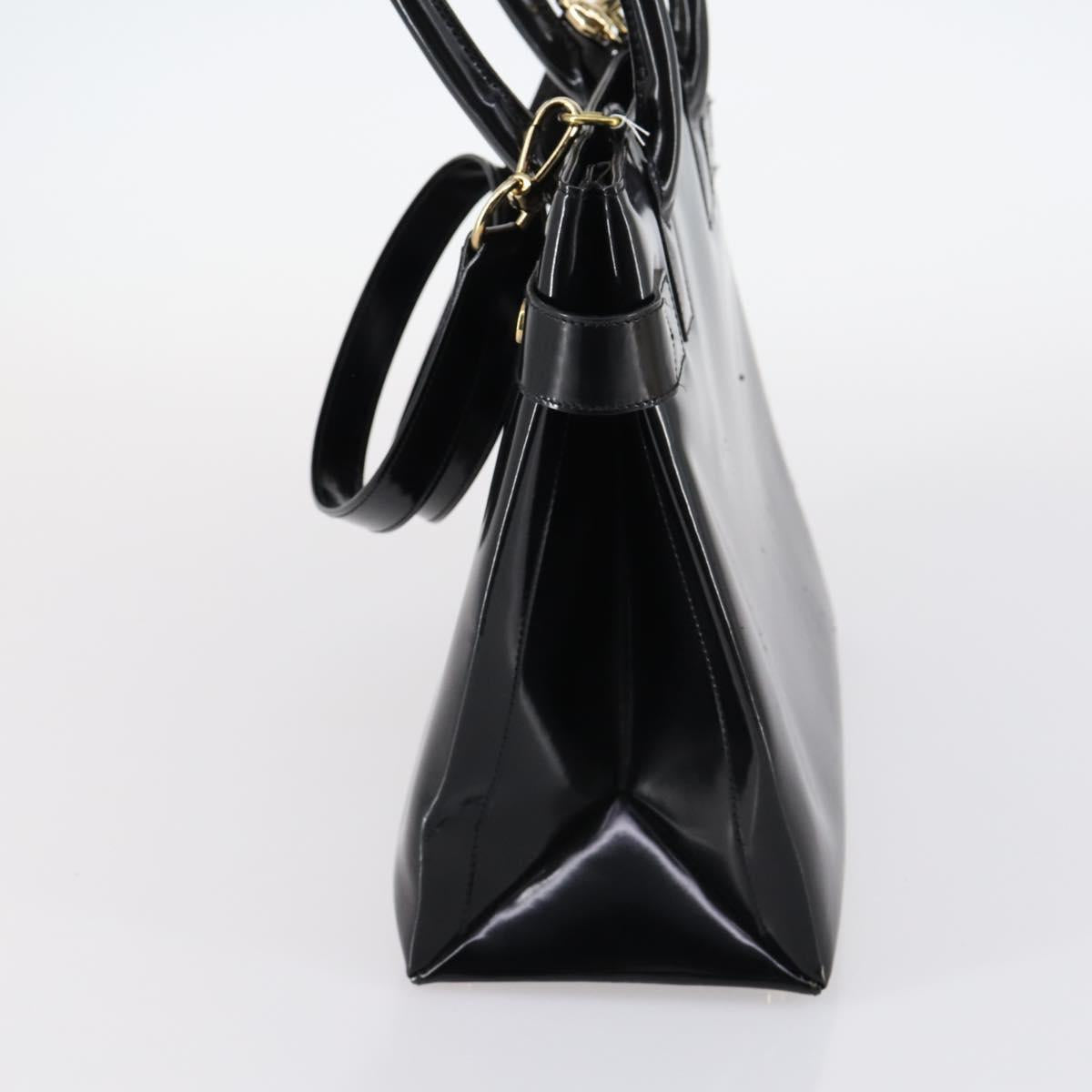 GUCCI Hand Bag Patent leather 2way Black Gold 000 2404 0503 Auth bs29935