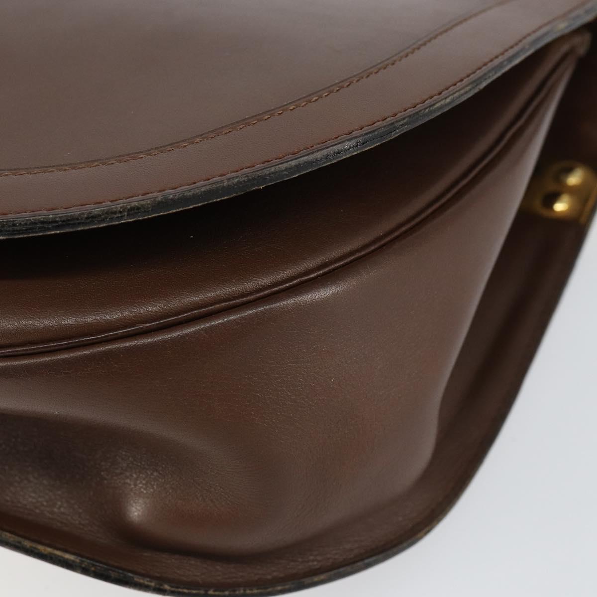 Christian Dior Shoulder Bag Leather Brown Gold Auth bs29937
