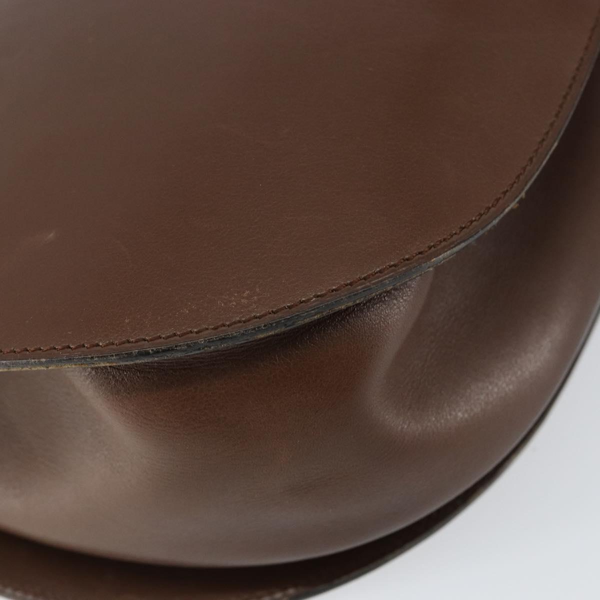 Christian Dior Shoulder Bag Leather Brown Gold Auth bs29937