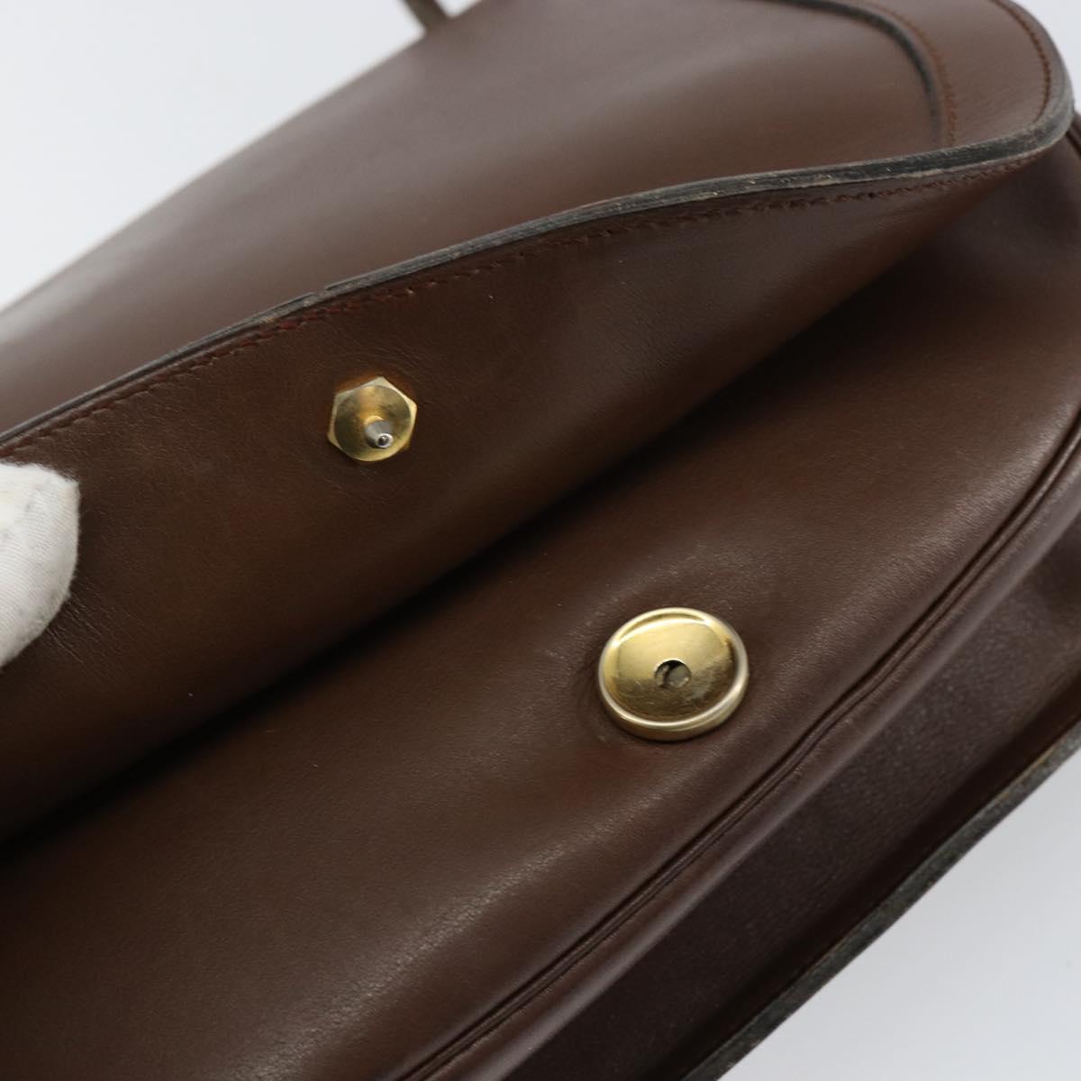 Christian Dior Shoulder Bag Leather Brown Gold Auth bs29937