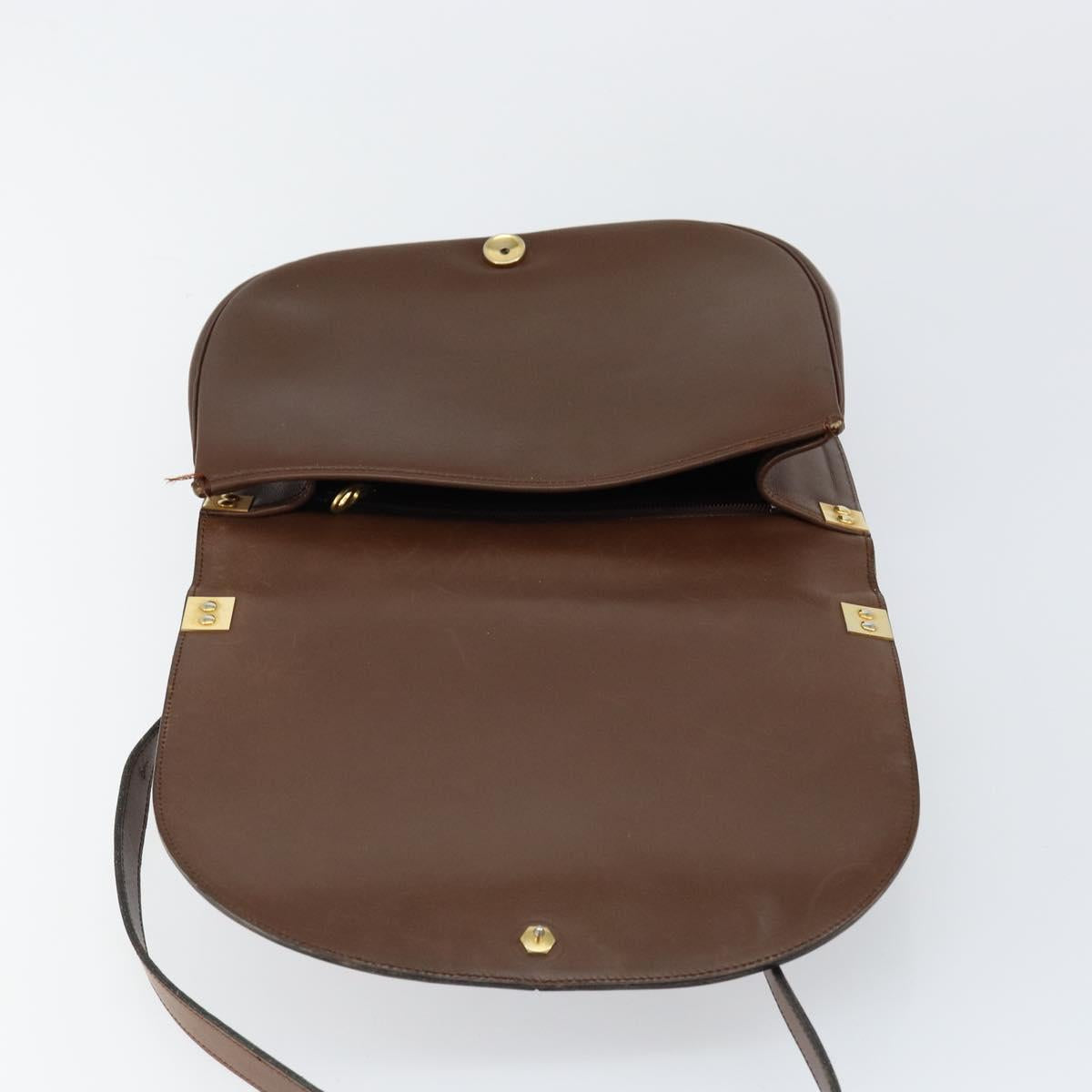 Christian Dior Shoulder Bag Leather Brown Gold Auth bs29937