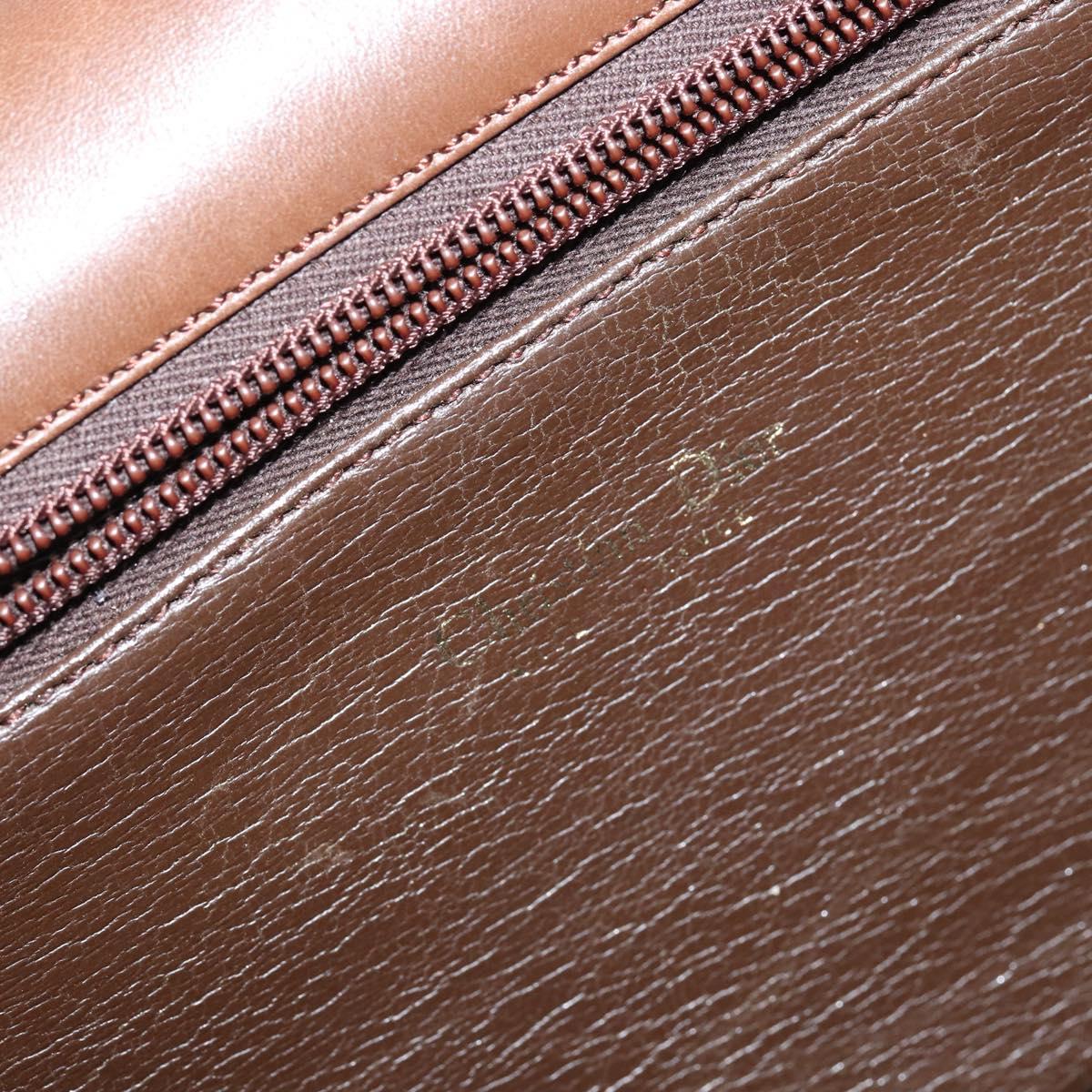 Christian Dior Shoulder Bag Leather Brown Gold Auth bs29937