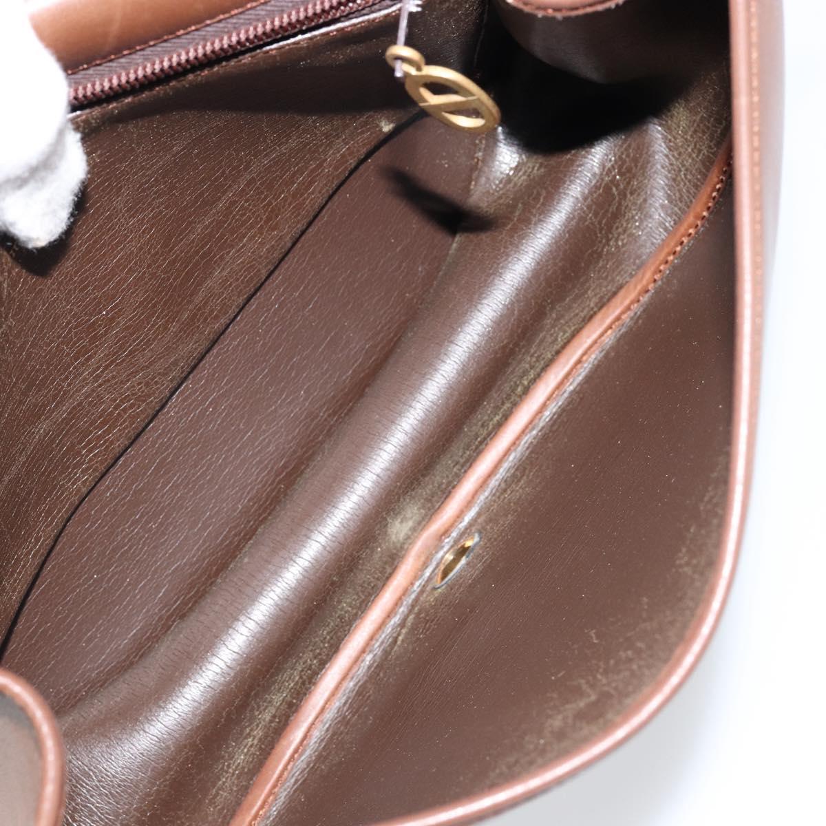 Christian Dior Shoulder Bag Leather Brown Gold Auth bs29937