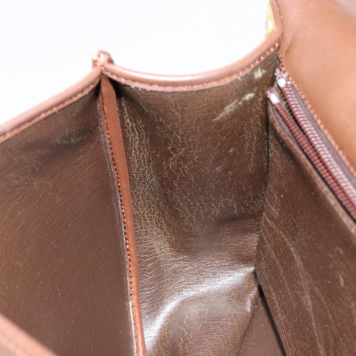 Christian Dior Shoulder Bag Leather Brown Gold Auth bs29937