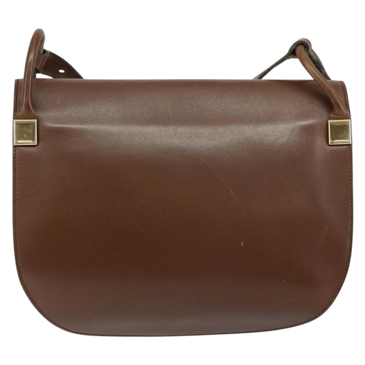 Christian Dior Shoulder Bag Leather Brown Gold Auth bs29937